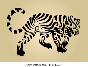 Tiger Floral Ornament Decoration. Good use for symbol, logo, sticker, or any design you want. Easy to use or change color