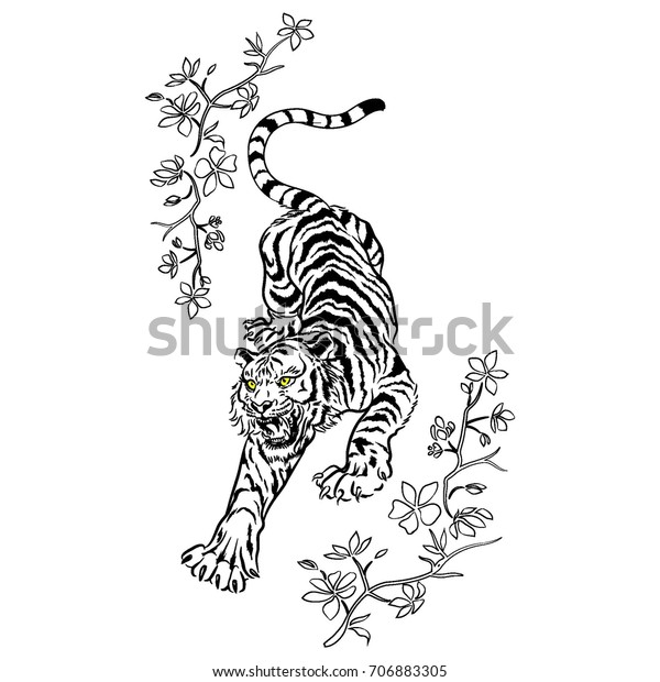 虎と花のイラスト のベクター画像素材 ロイヤリティフリー
