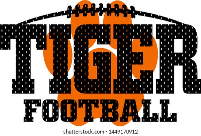 tiger football mesh team design with paw print for school, college or league