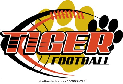 tiger football team design with large paw print for school, college or league