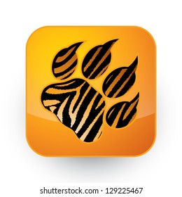 Tiger Footprint Button - Vector Illustration