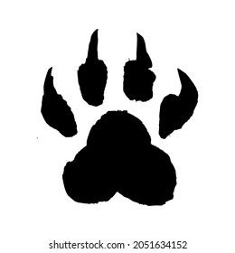 Tiger Footprint. Hand Drawn With Ink And Brush. Vector Illustration.