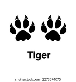 Tiger Footprint vector icon illustration, animal paw print isolated on white background.