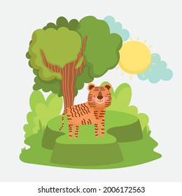 tiger in the forest cartoon