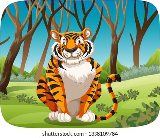 A tiger in the forest illustration