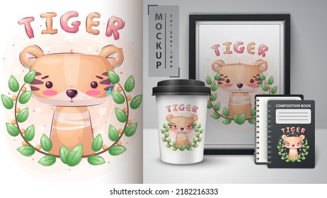 Tiger in forest - poster and merchandising