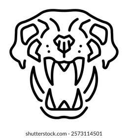 Tiger fossil icon in linear style 