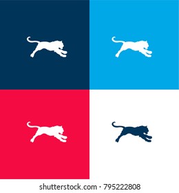 Tiger four color material and minimal icon logo set in red and blue