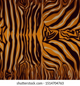 Tiger fur background texture. Tiger stripes seamless grunge pattern