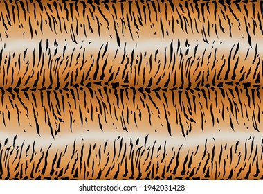 Tiger fur pattern. Tiger skin striped seamless vector. Animal print. Faux black lines wild cat print texture. Graphic illustration background