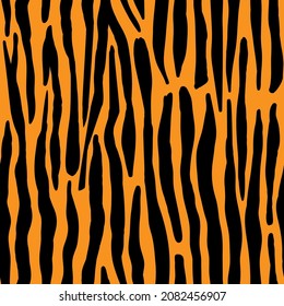 Tiger fur repeating texture, Animal skin stripes, Tiger stripe tiling pattern, Seamless vector pattern
