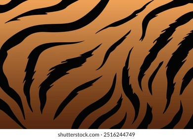 Tiger fur repeating texture. Tiger skin texture or tiger stripes, jungle wallpaper. Tiger print pattern vector background.