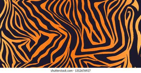 Tiger fur seamless vector pattern. Striped black and red animal texture for corporate identity, clothing or printing on paper.