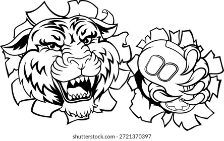 A tiger gamer with video game controller sports team animal mascot