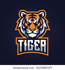 TIGER GAMING LOGO WITH DARK BLUE BACKGROUND