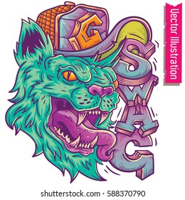 Tiger gankster in swag style,vector illustration for t-shirt. Crazy Fashion animals. Fashion panther hipster, Vector swag cat.