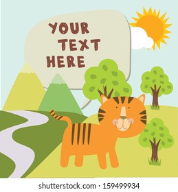 tiger in garden with text