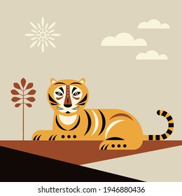 Tiger geometric illustration. Poster, banner design.