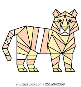 Tiger in geometric shapes on white