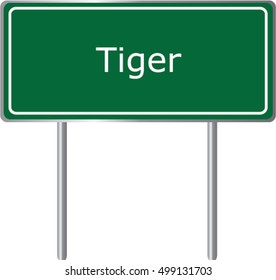 Tiger , Georgia , road sign green vector illustration, road table, USA city