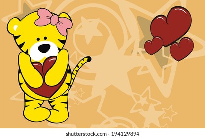 tiger girl baby cartoon love wallpaper in vector format very easy to edit