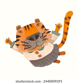 tiger girl. kid illustration. watercolor vector.animal wildlife.