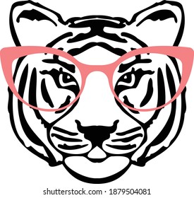 Tiger With Glasses is suitable for t-shirt, laser cutting, sublimation, hobby, cards, invitations, website or crafts projects. Perfect for magazine, news papers, posters, in logo etc.