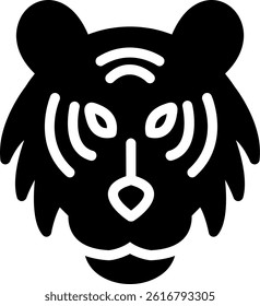 Tiger Glyph Vector Icon Design