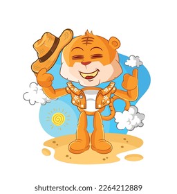 the tiger go on vacation. cartoon mascot vector