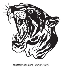 diseño gráfico tigre ilustración vectorial, dibujo artístico de tatuajes, dibujo a mano, uso en impresión