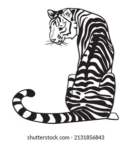 tiger graphic design vector illustration, art tattoo sketch, hand draw, print use
