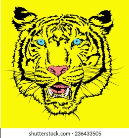 Tiger graphics Vector on yellow background.