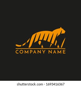 Tiger in the grass logo sign emblem pictogram vectror