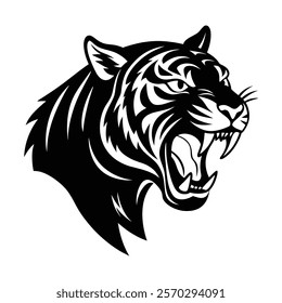 Tiger grooming silhouette design icon vector