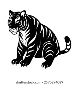 Tiger grooming silhouette icon vector design