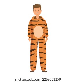 Tiger halloween animal costume icon cartoon vector. Cute party. Dress fancy