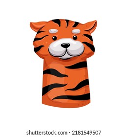 tiger hand puppet cartoon. tiger hand puppet sign. isolated symbol vector illustration