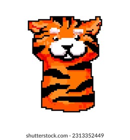tiger hand puppet game pixel art retro vector. bit tiger hand puppet. old vintage illustration