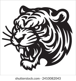 Tiger head ,Angry Tiger head silhouette vector