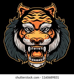 Tiger head angry vector logo