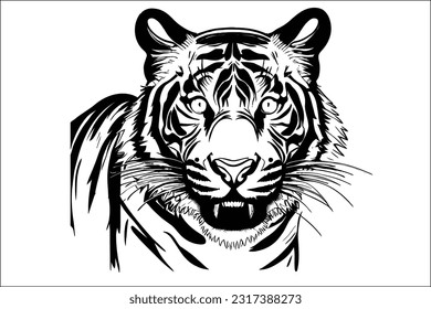 tiger, head, animal, wildlife, powerful, intense, strength, vector, illustration, EPS, logo, branding, design, commercial, predator, fierce, wild, nature, jungle, agility, dynamic, majestic, ferocious