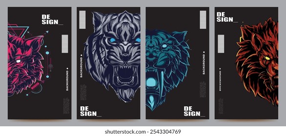 tiger head background for banner, poster, brochure, flyer, template, design, etc