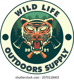 tiger head badge logo illustration