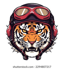 Tiger head  biker logo vector t-shirt design