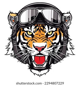 Tiger head  biker logo vector t-shirt design
