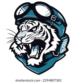 Tiger head  biker logo vector t-shirt design