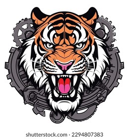 Tiger head  biker logo vector t-shirt design