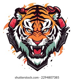 Tiger head  biker logo vector t-shirt design