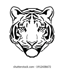 Tiger Head Black White Stock Vector (Royalty Free) 1912438672 ...