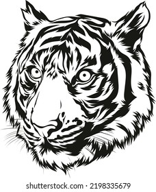 tiger head black and white